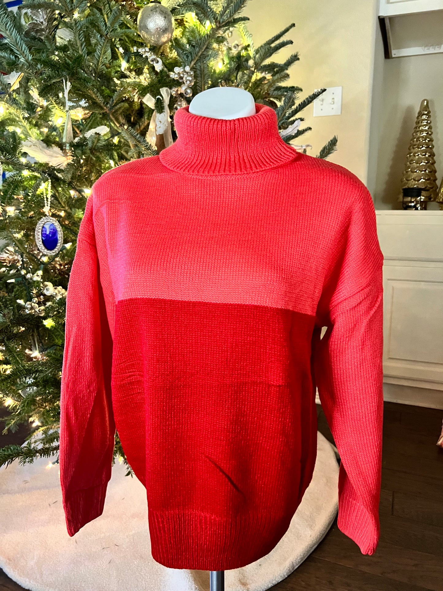 Lucy Color Blocked Mock Neck Sweater