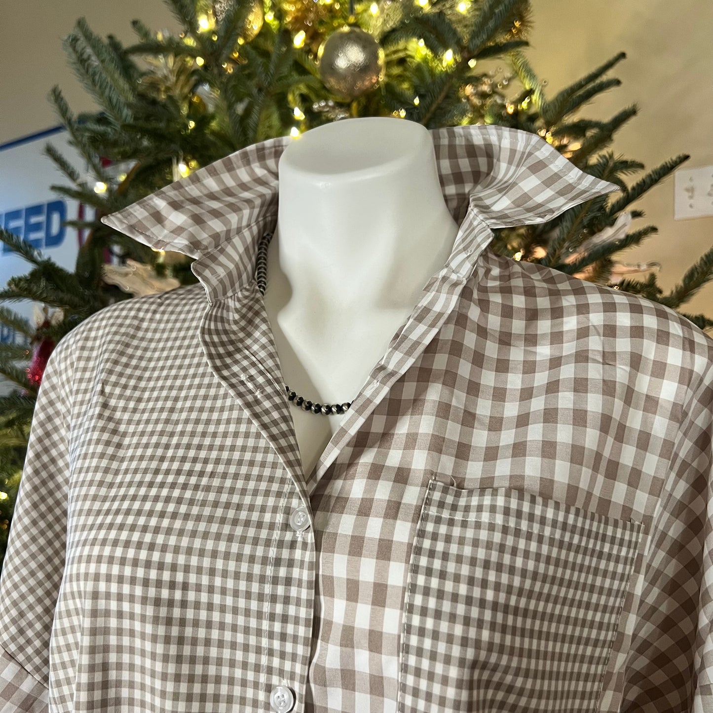 Neutral Plaid Button Down