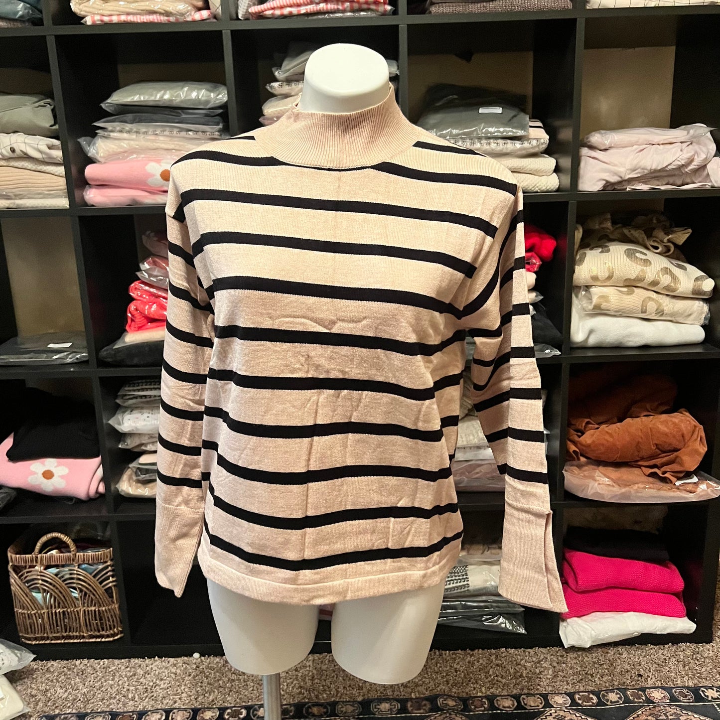 Stripe bell sleeve sweater