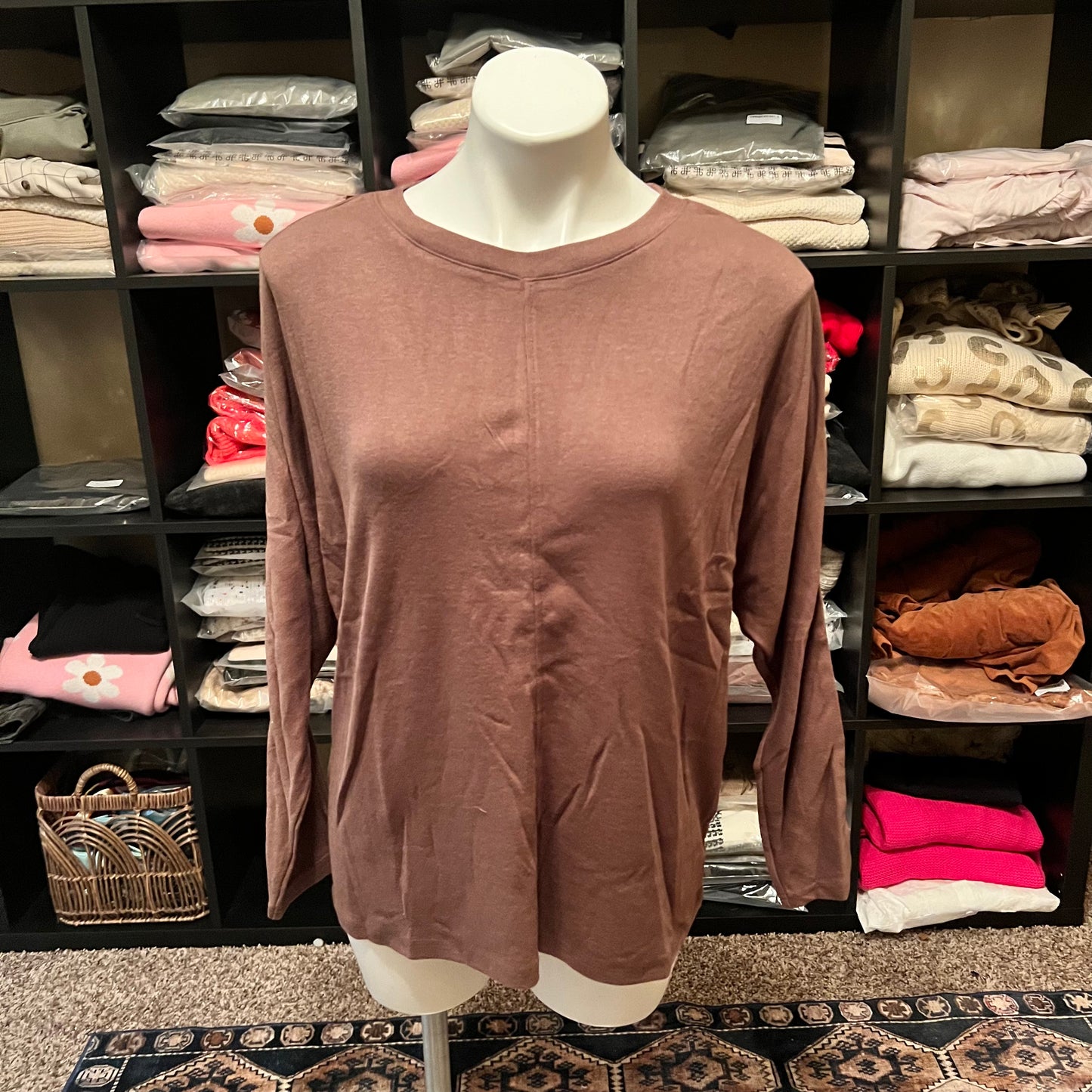 Brown long sleeve top