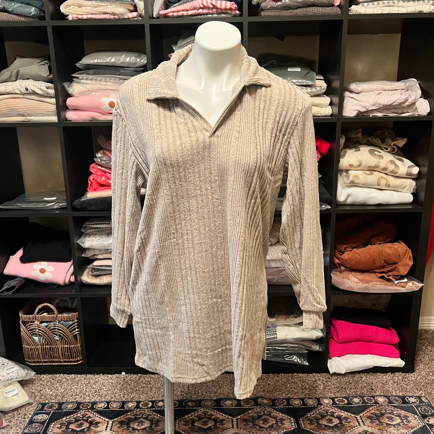 Tan lightweight tunic sweater