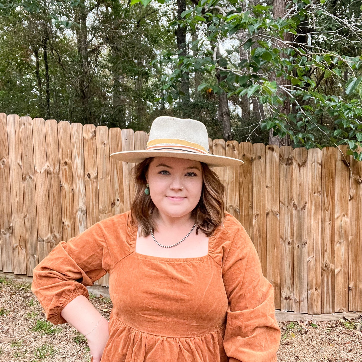 Chestnut Corduroy Puff Sleeve Dress