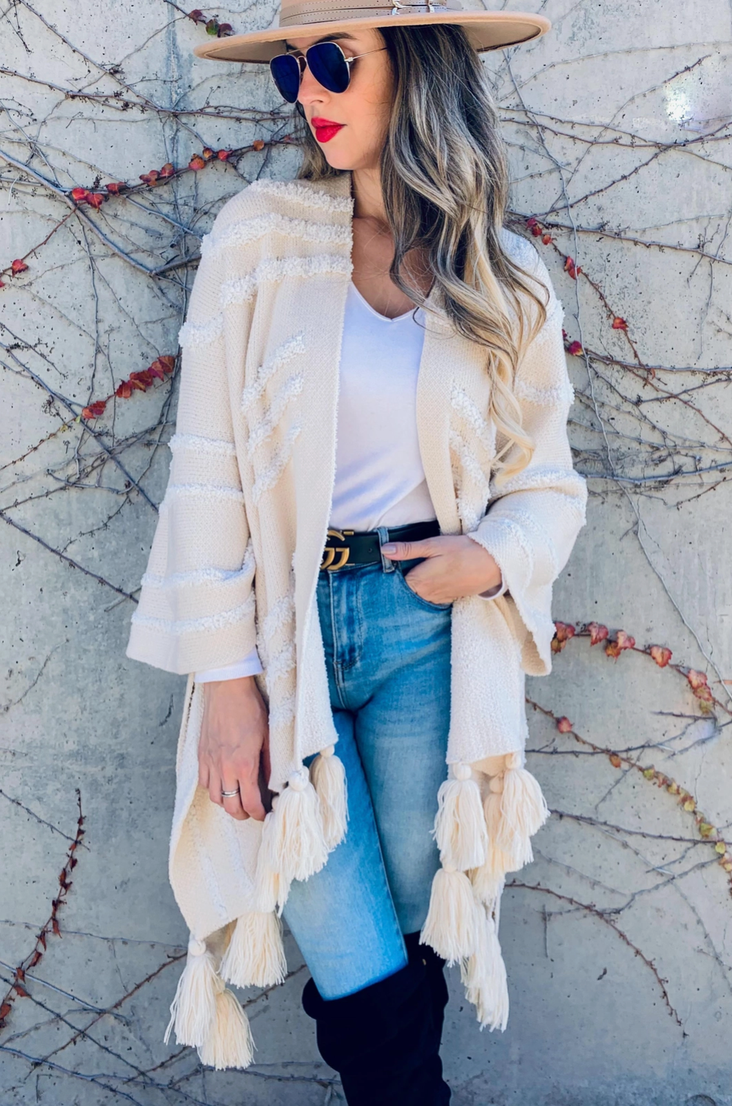 Chunky Tassel Knit Cardigan