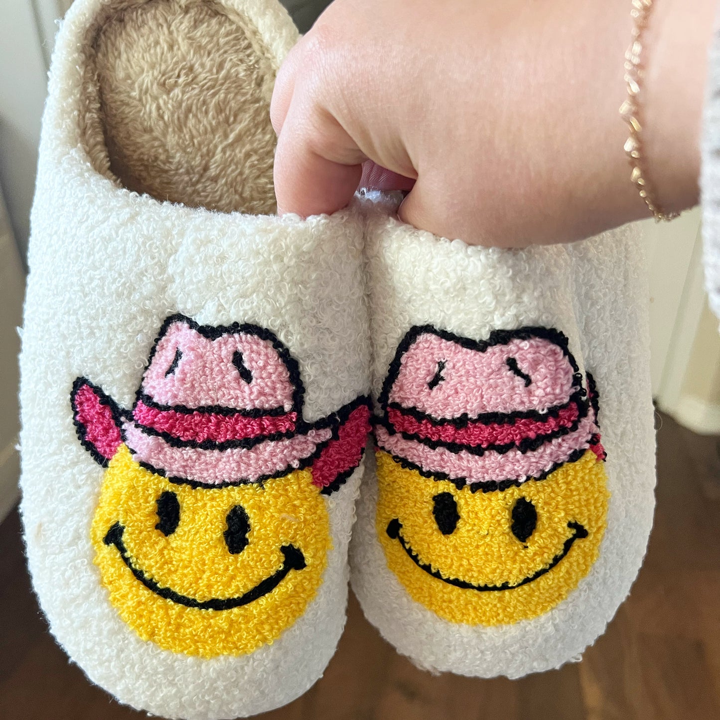 Cowboy Happy Face Slippers